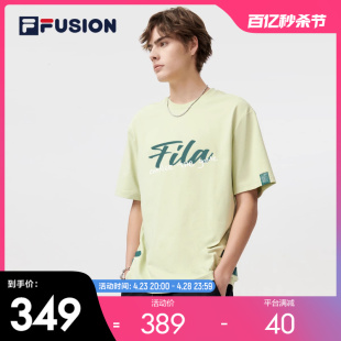 T恤衫 FILA logo圆领宽松T恤 FUSION潮牌男子针织短袖 新款 时尚 夏季