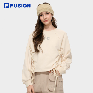 FILA FUSION斐乐潮牌女子套头卫衣2025秋季新款休闲纯棉针织上衣