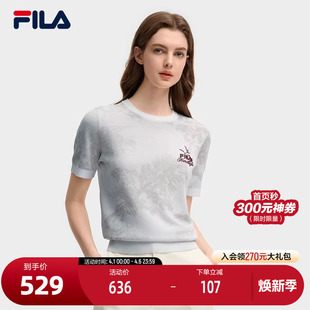 休闲简约基础短袖 FILA 毛衣 时尚 新款 斐乐官方女子编织衫 2025秋季