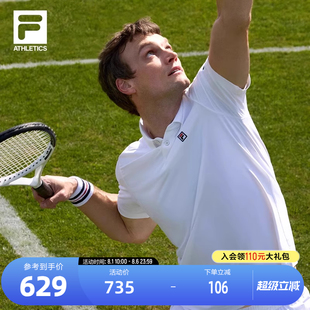 新款 FILA 2025秋季 斐乐官方男子针织短袖 网球运动基础上衣 POLO衫