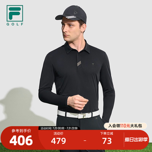 FILA斐乐官方男子长袖 简约高尔夫运动翻领上衣男 POLO衫 春新款