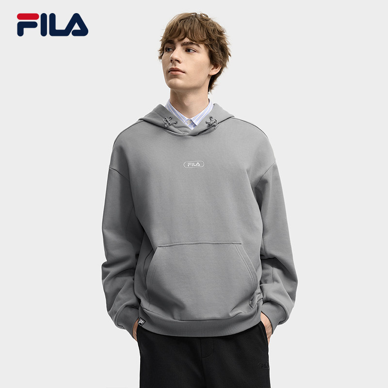 FILA 斐乐官方男子针织连帽上衣2025冬新款时尚休闲宽松纯棉上衣