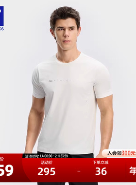 FILA 斐乐官方男子针织短袖衫2024秋新款健身运动简约红色圆领T恤