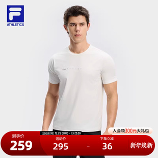 2024秋新款 衫 健身运动简约红色圆领T恤 斐乐官方男子针织短袖 FILA