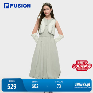 FILA FUSION斐乐潮牌女子梭织连衣裙2025秋季新款时尚修身背心裙