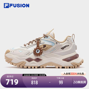 FILA FUSION斐乐潮牌女鞋BIANCO DX厚底潮鞋2025冬新款复古跑步鞋