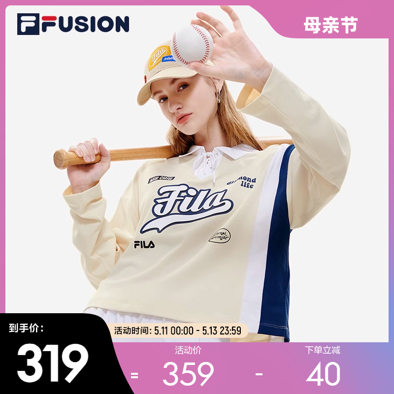 FILA FUSION斐乐潮牌针织长袖POLO衫女2022秋季宽松休闲长袖T 运动服/休闲服装 运动POLO衫 原图主图