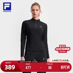 健身运动简约半拉链长T 上衣2025春新款 FILA 斐乐官方女子针织长袖
