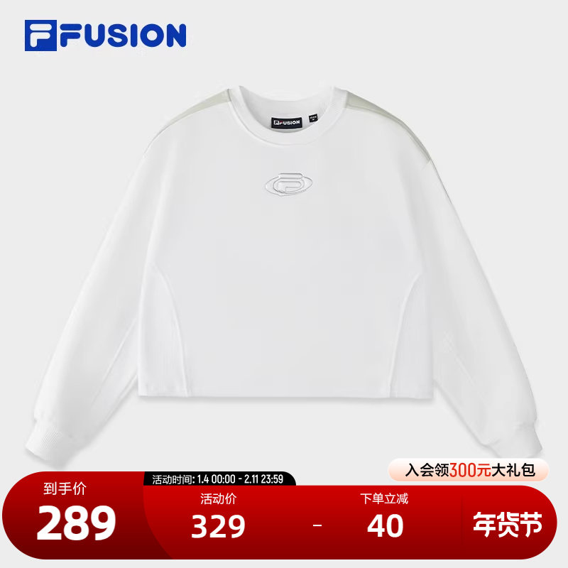 FILA FUSION斐乐潮牌女子套头卫衣2024冬季新款拼色宽松针织长袖,运动服/休闲服装,运动卫衣/套头衫,淘宝优惠券,粉丝福利购,淘宝优惠卷