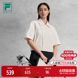 FILA 斐乐官方女士梭织上衣2025秋季新款高尔夫运动宽松短袖外套
