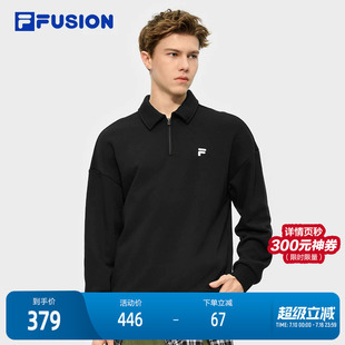 FILA FUSION斐乐潮牌情侣款套头卫衣2025冬新款休闲加绒针织上衣