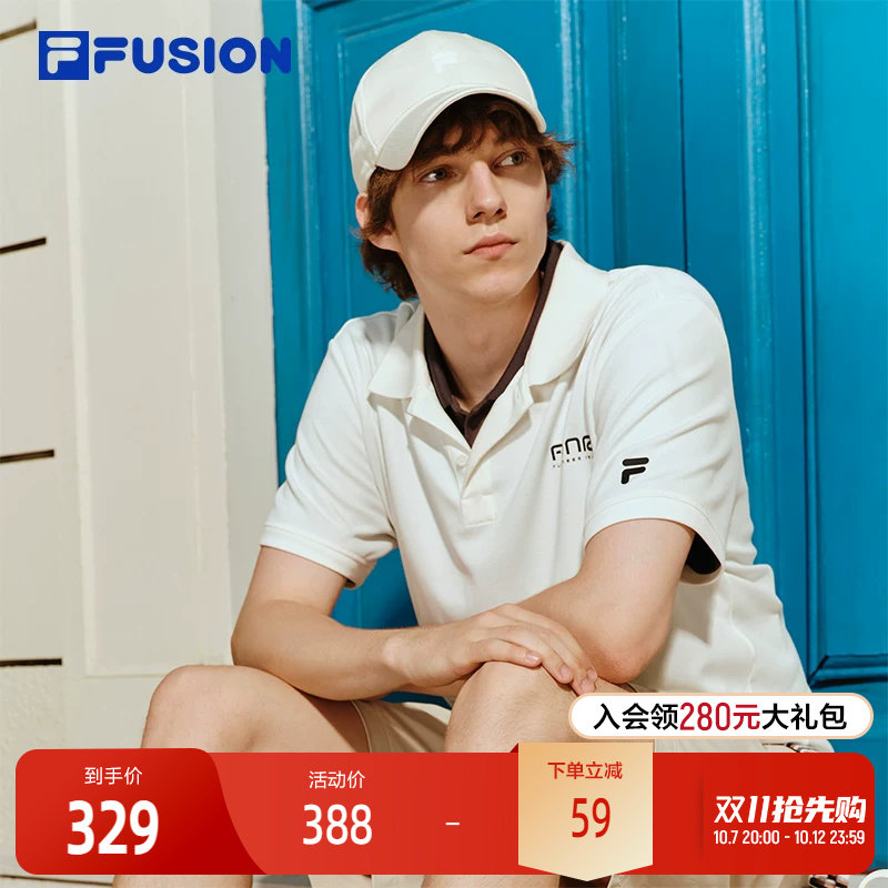 FILA FUSION斐乐潮牌男子针织短袖POLO衫2026秋新款基础百搭上衣