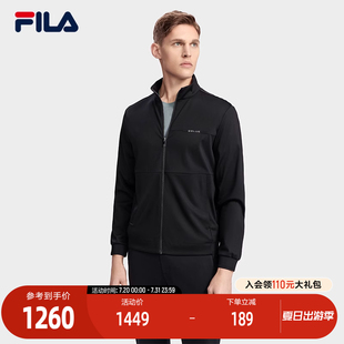 斐乐官方男子针织长袖 FILA 外套2023夏简约立领商务休闲上衣