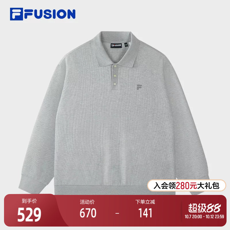 FILA FUSION斐乐潮牌男子套头卫衣2026秋季新款休闲宽松针织上衣