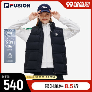 FILA FUSION斐乐潮牌女子羽绒马甲2022冬季新款宽松保暖立领上衣