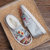 女加绒保暖千层底布鞋 秋冬季 时尚 村匠纯手工棉鞋 居家一脚蹬毛毛鞋