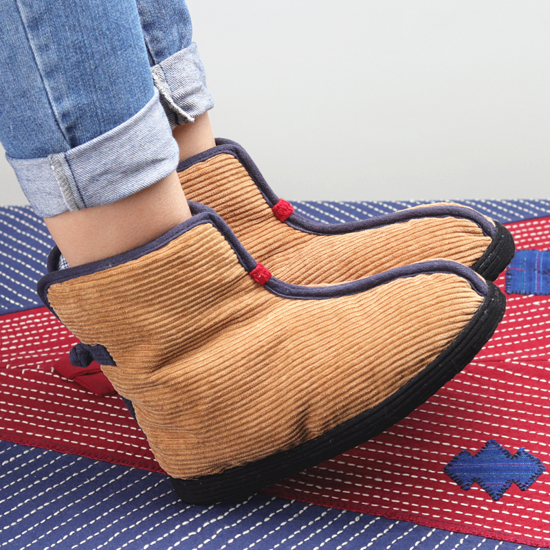 老北京加厚灯芯绒复古千层底棉鞋