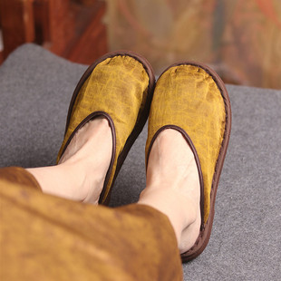 金龟【100桑蚕丝香云纱】新中式包头拖鞋纯手工千层底布鞋女静音