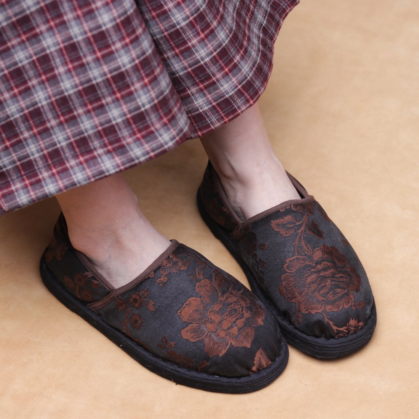 【纯棉花更养脚】新中式香云纱纯手工千层底二棉鞋女冬保暖妈妈鞋