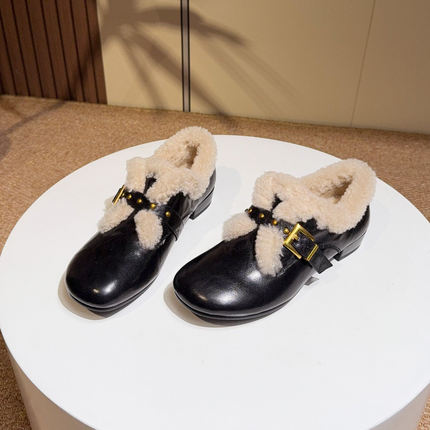 真皮羊皮羊毛乐福鞋女冬皮带扣软皮豆豆鞋保暖加绒低跟毛毛鞋外穿,女鞋,乐福鞋（豆豆鞋）,淘宝优惠券,粉丝福利购,淘宝优惠卷