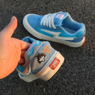 街头板鞋 刺绣美式 闪电鞋 胖胖面包鞋 HNLY 休闲鞋 CLN蓝白刺绣个性