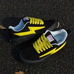 街头板鞋 情侣美式 闪电鞋 胖胖面包鞋 HNLY 休闲鞋 CLN黑黄拼色个性