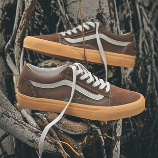 板鞋 可露丽棕色Premium 复古低帮滑板鞋 Skool百搭生胶底美式 Old