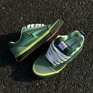 街头板鞋 情侣美式 闪电鞋 胖胖面包鞋 HNLY 休闲鞋 CLN深浅绿色个性