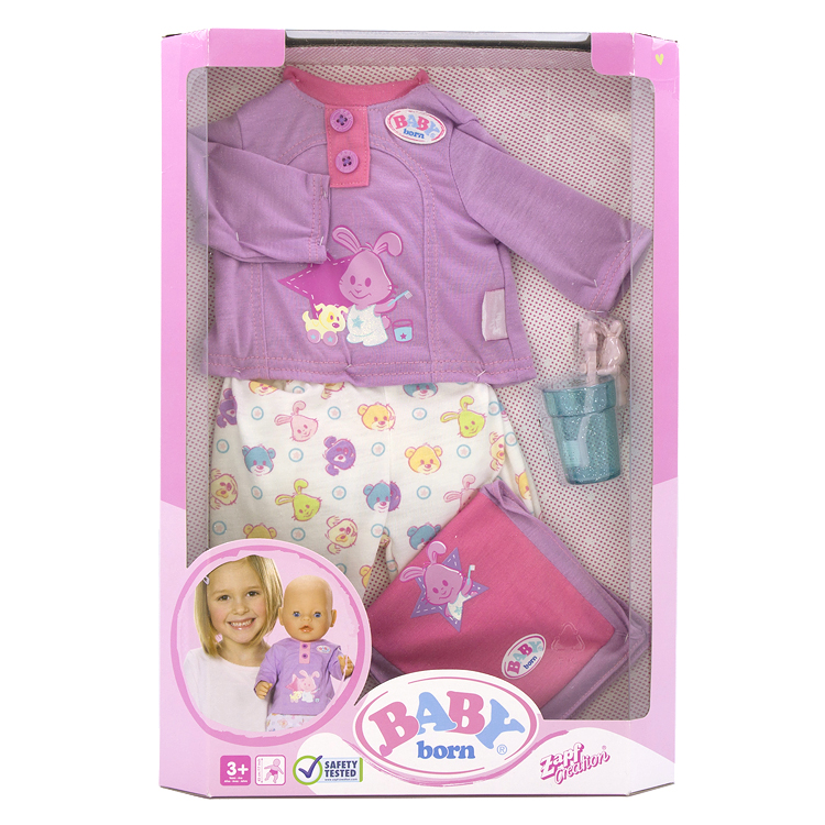 夏芙ZAPF BABY BORN仿真娃娃配套牙刷漱口杯子口水巾衣服裤子43cm
