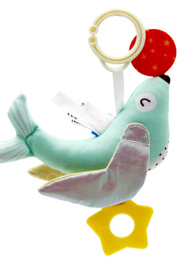 以色列taftoys婴幼儿毛绒安抚玩具摇铃牙胶海狮企鹅公仔床挂车挂