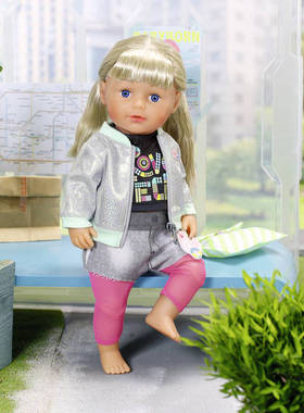 zapf夏芙baby born仿真娃娃43cm配件衣服假两件牛仔裤t恤上衣外套