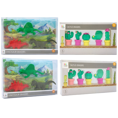 kids & co ERASERS卡通仙人掌造型恐龙动物儿童彩色橡皮擦文具