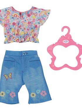 ZAPF夏芙baby born仿真娃娃43cm配件衣服饰牛仔裤短袖裙子时尚装