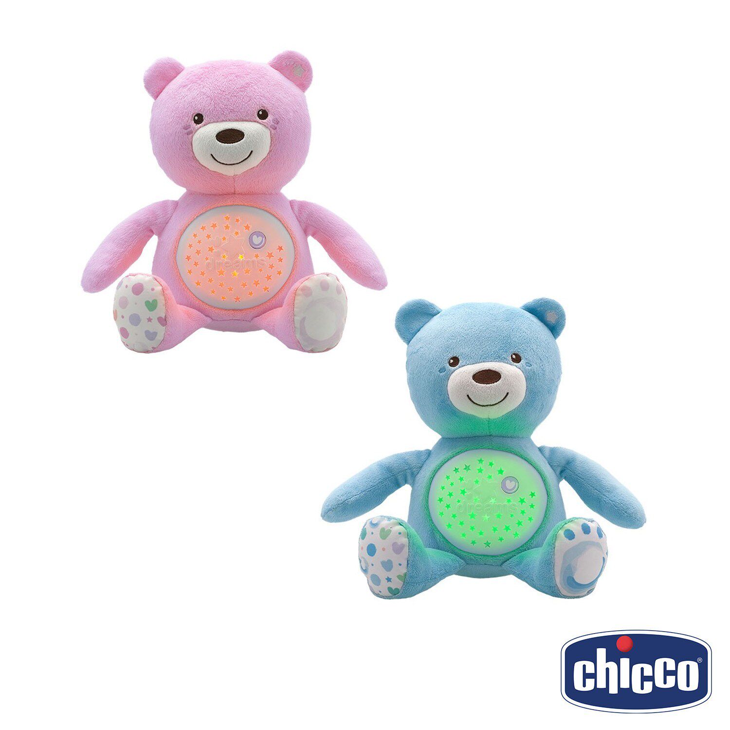 CHICCO智高婴幼儿毛绒公仔小熊抱枕安抚睡眠夜灯音乐发光熊投影灯