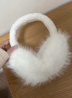 雪地小精灵~白色兔毛软萌可爱大号毛绒耳捂子保暖护耳女耳套耳暖