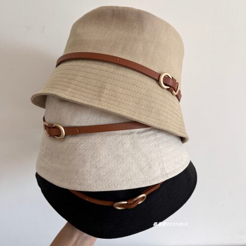 定制天丝亚麻皮带扣渔夫帽百搭