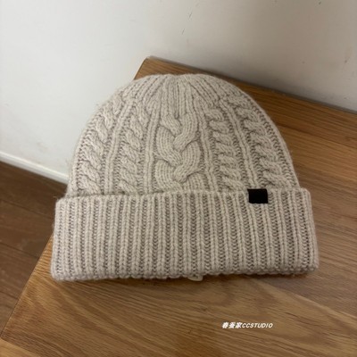 纯羊毛粗线麻花保暖针织帽