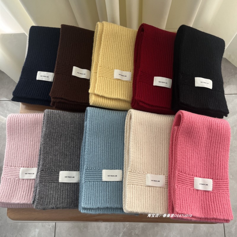 韩国单~100%wool羊毛窄围巾女