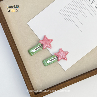 经典 百搭韩国进口儿童闪粉星星bb夹女童丝绒发夹婴儿可爱刘海发饰