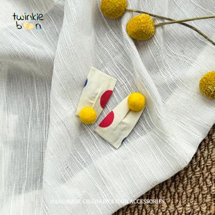 纯手工制作儿童发夹进口织带儿童碎发发夹羊毛球儿童刘海前额发夹