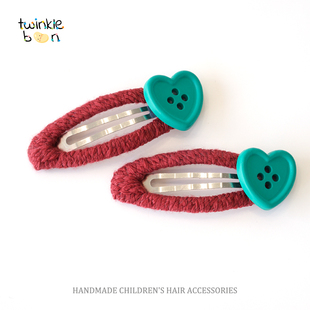 手工儿童发夹侧边夹可爱纽扣宝宝发夹碎发夹女童发饰发卡不伤发