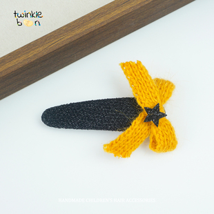 儿童发夹女童进口针织蝴蝶结发饰简约小女孩纯色发卡宝宝发饰头饰