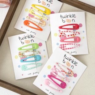 儿童印花滴釉发夹BB夹女童可爱刘海夹发卡女孩多巴胺彩色边夹头饰