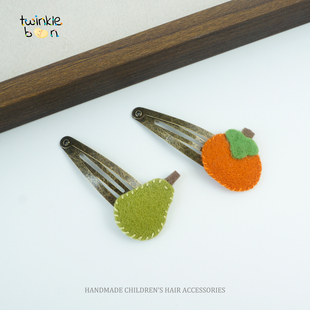 毛呢水果儿童发夹女童发夹INS气质爱心发卡宝宝刘海夹碎发夹头饰