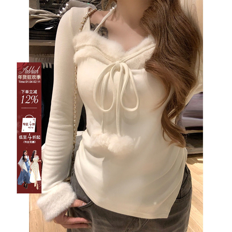 安妮不火 毛绒拼接系带毛球磨毛针织衫女微胖大码纯欲可爱小上衣,女装/女士精品,毛针织衫,淘宝优惠券,粉丝福利购,淘宝优惠卷