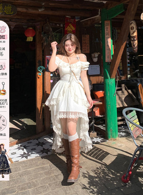 安妮不火不规则chao仙氛围感连衣裙女2024夏季新款微胖大码挂脖裙