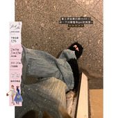 重工烫钻牛仔裤 安妮不火梵高星月遮胯显腿长阔腿牛仔裤 女微胖大码