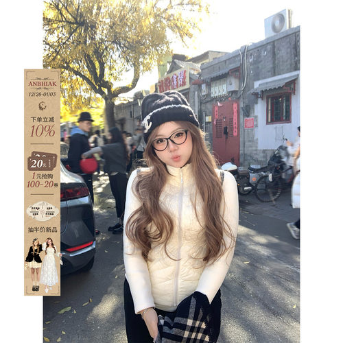 安妮不火 闪电腰保暖不臃肿立领羽绒服女微胖大码显瘦排骨羽绒服