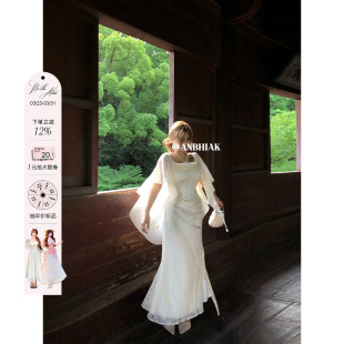 安妮不火纤指玲兰提花绸缎蕾丝拼接长裙女微胖大码 气质连衣裙 法式