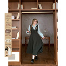 假两件裙子 料条纹拼接连衣裙女秋微胖大码 安妮不火 学院风TR西装